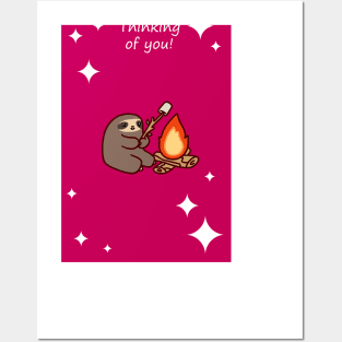 "Thinking of You" Campfire Sloth Posters and Art